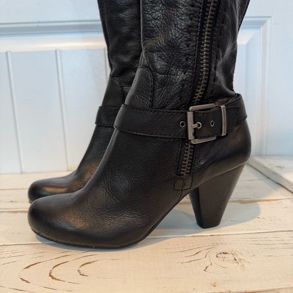 Arturo Chiang Black Leather Knee-High Boots Size 8.5 M - Picture 3 of 12